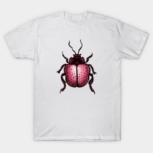 Pink Beetle With Dots Insect Art T-Shirt